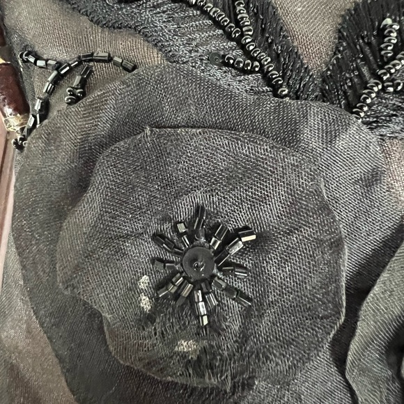 Elegant Beaded Black Silk Handbag Made in India - Picture 6 of 8